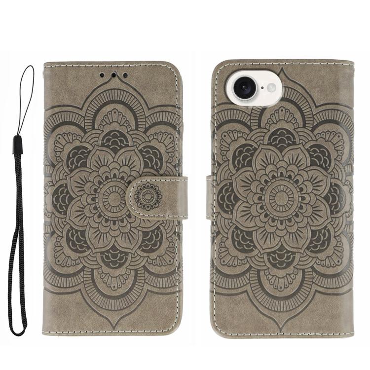 Sun Mandala Embossing Leather Phone Case, For iPhone 16e, For iPhone 15 Pro Max, For iPhone 15 Pro
