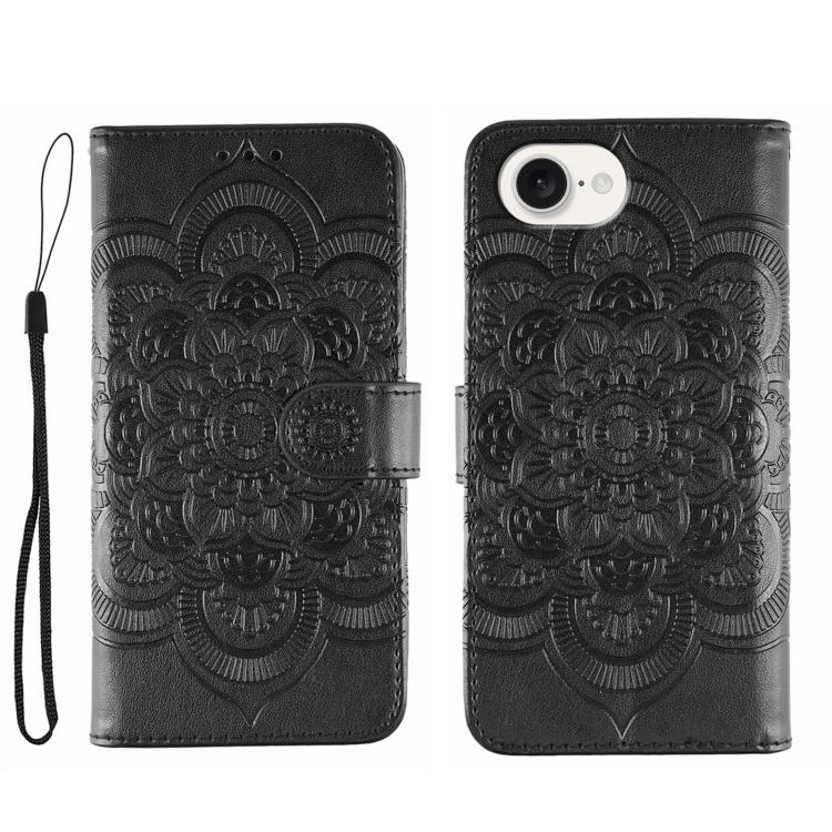 Sun Mandala Embossing Leather Phone Case, For iPhone 16e, For iPhone 15 Pro Max, For iPhone 15 Pro