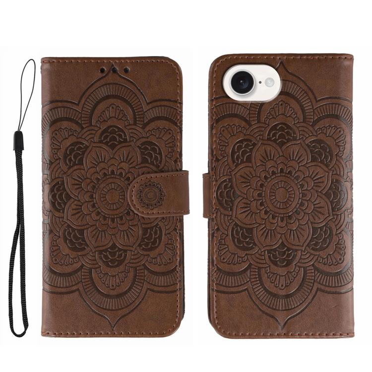 Sun Mandala Embossing Leather Phone Case, For iPhone 16e, For iPhone 15 Pro Max, For iPhone 15 Pro