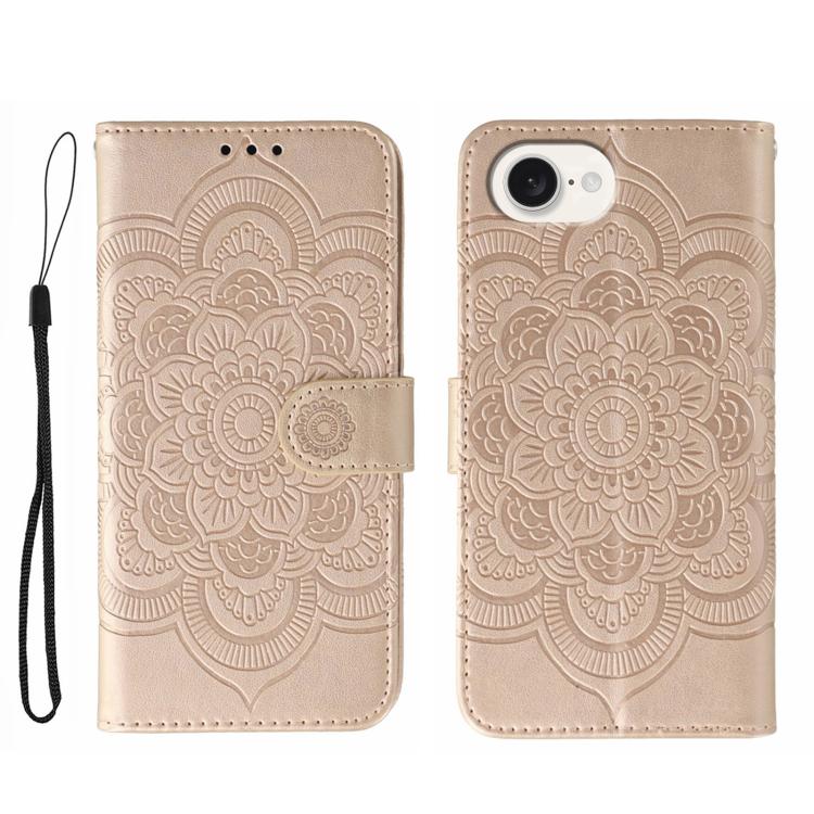 Sun Mandala Embossing Leather Phone Case, For iPhone 16e, For iPhone 15 Pro Max, For iPhone 15 Pro
