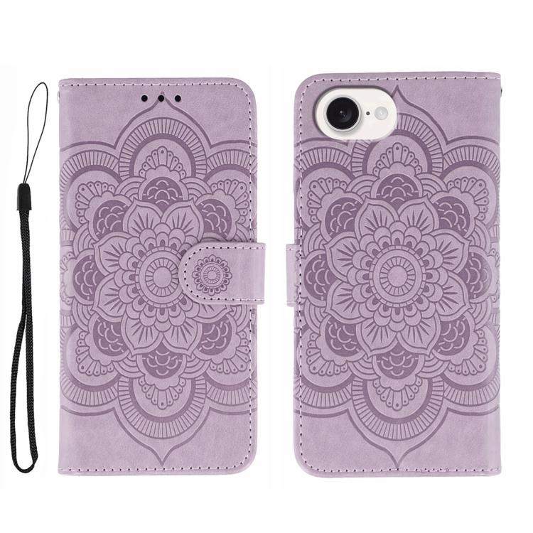 Sun Mandala Embossing Leather Phone Case, For iPhone 16e, For iPhone 15 Pro Max, For iPhone 15 Pro