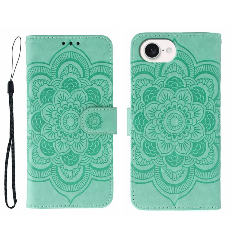 Sun Mandala Embossing Leather Phone Case, For iPhone 16e, For iPhone 15 Pro Max, For iPhone 15 Pro