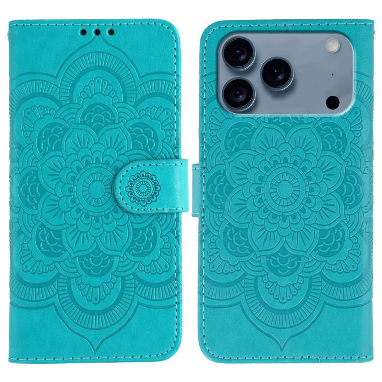 Sun Mandala Embossing Leather Phone Case, For iPhone 16e, For iPhone 15 Pro Max, For iPhone 15 Pro