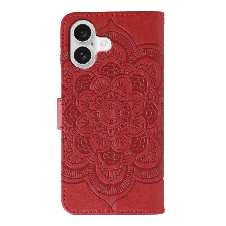 Sun Mandala Embossing Leather Phone Case, For iPhone 15 Plus, For iPhone 15
