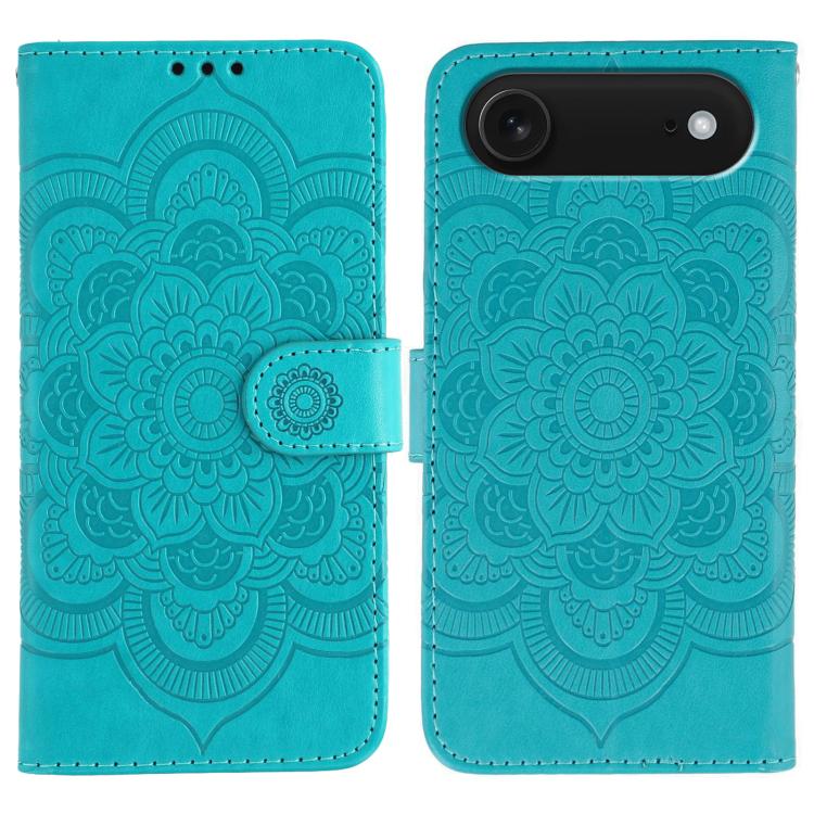 Sun Mandala Embossing Leather Phone Case, For iPhone 15 Plus, For iPhone 15