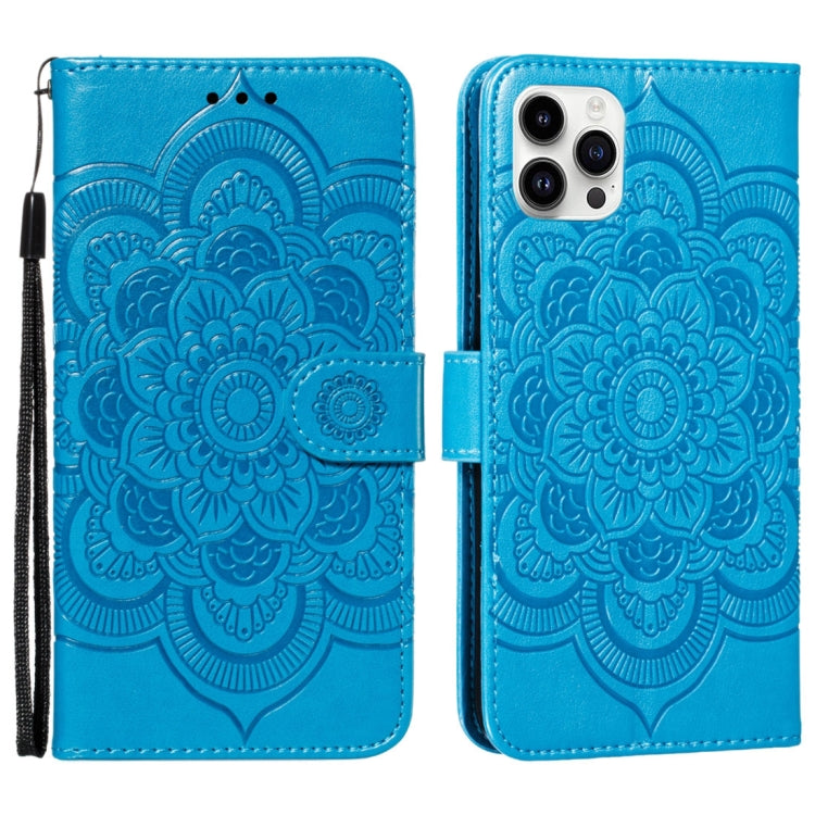 Mandala Embossing Pattern Horizontal Flip Leather Phone Case, For iPhone 16, For iPhone 15 Pro Max, For iPhone 15 Pro