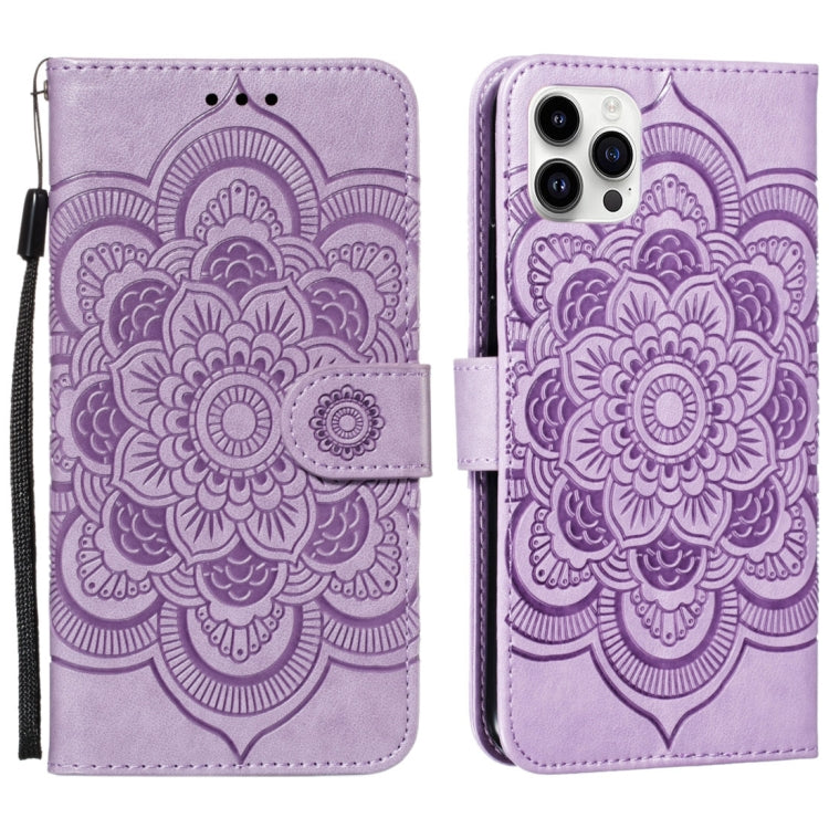 Mandala Embossing Pattern Horizontal Flip Leather Phone Case, For iPhone 16, For iPhone 15 Pro Max, For iPhone 15 Pro