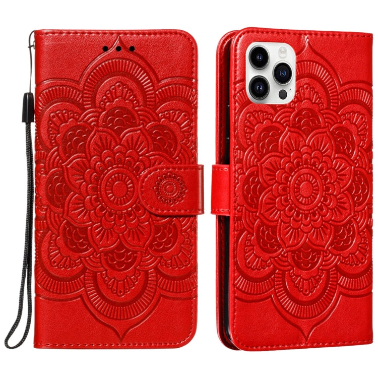 Mandala Embossing Pattern Horizontal Flip Leather Phone Case, For iPhone 16, For iPhone 15 Pro Max, For iPhone 15 Pro