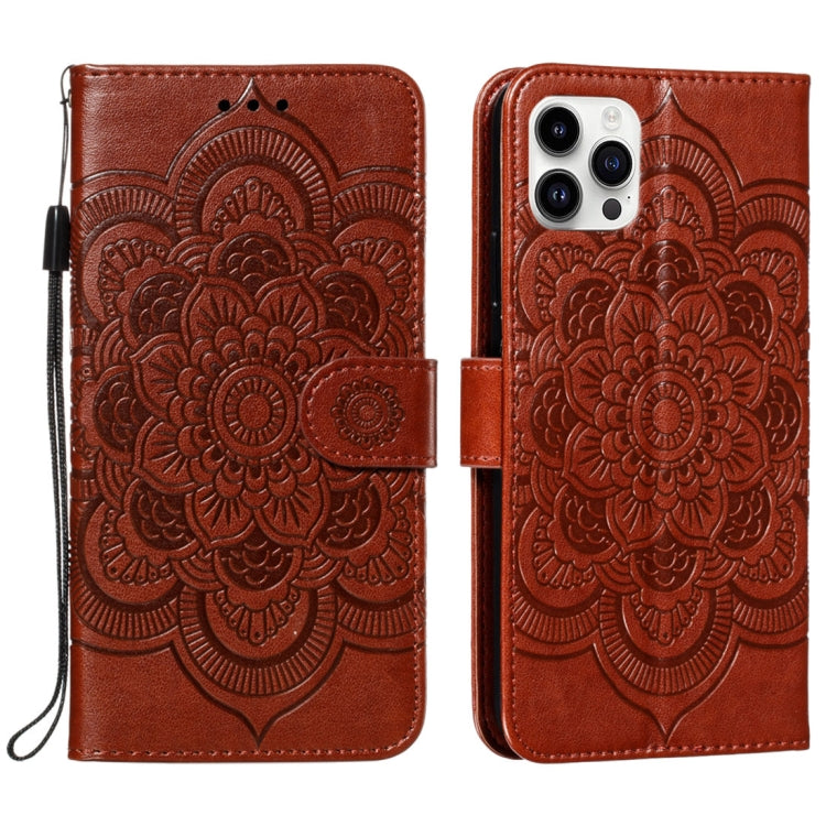 Mandala Embossing Pattern Horizontal Flip Leather Phone Case, For iPhone 16, For iPhone 15 Pro Max, For iPhone 15 Pro