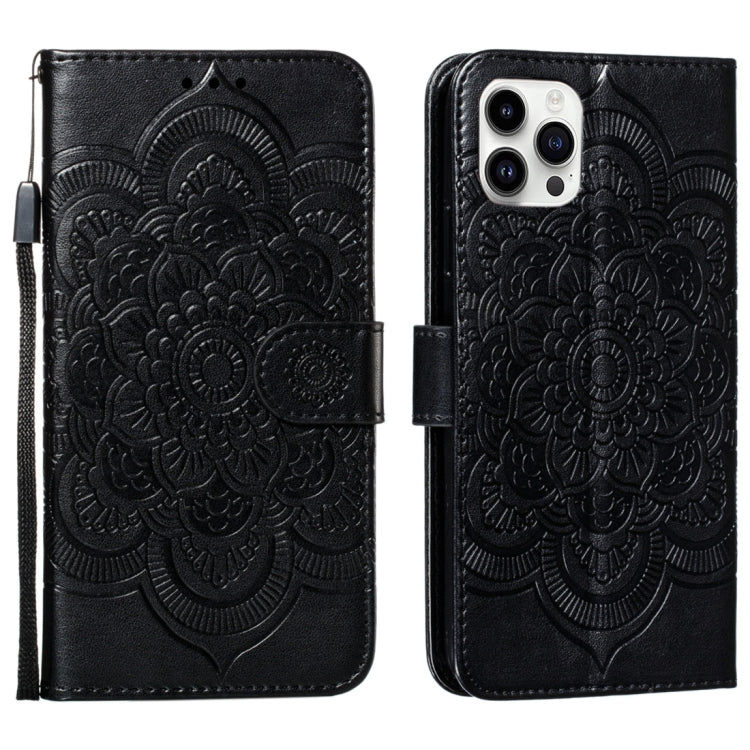 Mandala Embossing Pattern Horizontal Flip Leather Phone Case, For iPhone 16, For iPhone 15 Pro Max, For iPhone 15 Pro