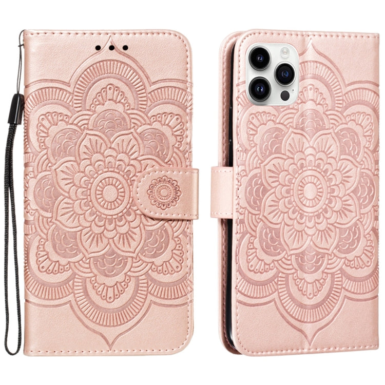 Mandala Embossing Pattern Horizontal Flip Leather Phone Case, For iPhone 16, For iPhone 15 Pro Max, For iPhone 15 Pro