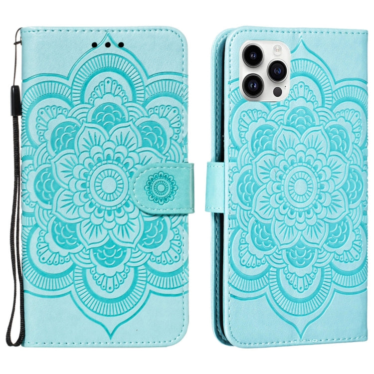 Mandala Embossing Pattern Horizontal Flip Leather Phone Case, For iPhone 16, For iPhone 15 Pro Max, For iPhone 15 Pro