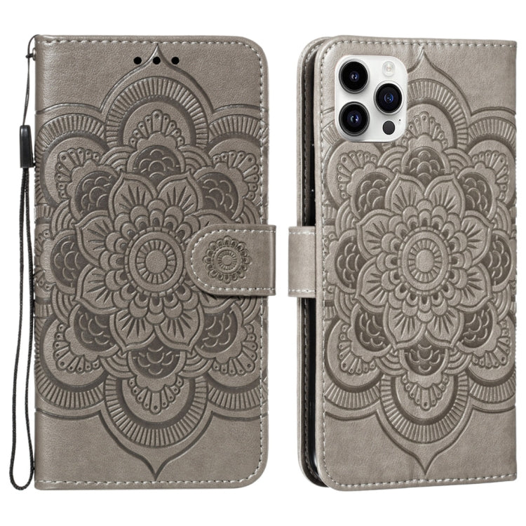 Mandala Embossing Pattern Horizontal Flip Leather Phone Case, For iPhone 16, For iPhone 15 Pro Max, For iPhone 15 Pro