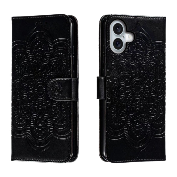 Mandala Embossing Pattern Horizontal Flip Leather Phone Case, For iPhone 16 Pro Max, For iPhone 16 Pro, For iPhone 16 Plus