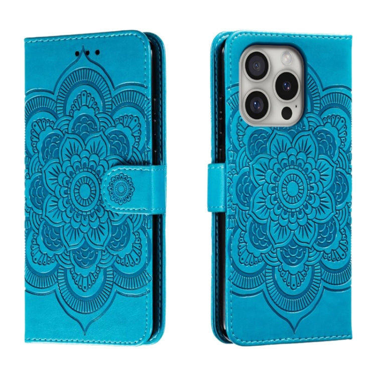 Mandala Embossing Pattern Horizontal Flip Leather Phone Case, For iPhone 16 Pro Max, For iPhone 16 Pro, For iPhone 16 Plus