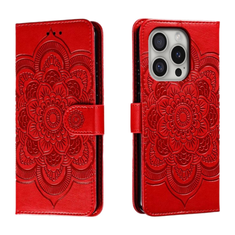 Mandala Embossing Pattern Horizontal Flip Leather Phone Case, For iPhone 16 Pro Max, For iPhone 16 Pro, For iPhone 16 Plus