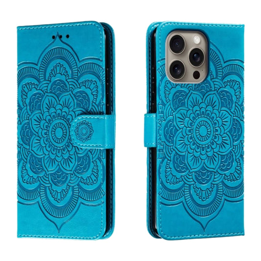 Mandala Embossing Pattern Horizontal Flip Leather Phone Case, For iPhone 16 Pro Max, For iPhone 16 Pro, For iPhone 16 Plus