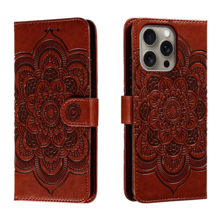 Mandala Embossing Pattern Horizontal Flip Leather Phone Case, For iPhone 16 Pro Max, For iPhone 16 Pro, For iPhone 16 Plus