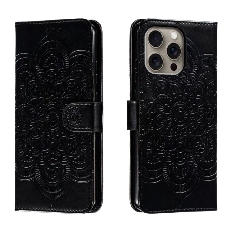 Mandala Embossing Pattern Horizontal Flip Leather Phone Case, For iPhone 16 Pro Max, For iPhone 16 Pro, For iPhone 16 Plus