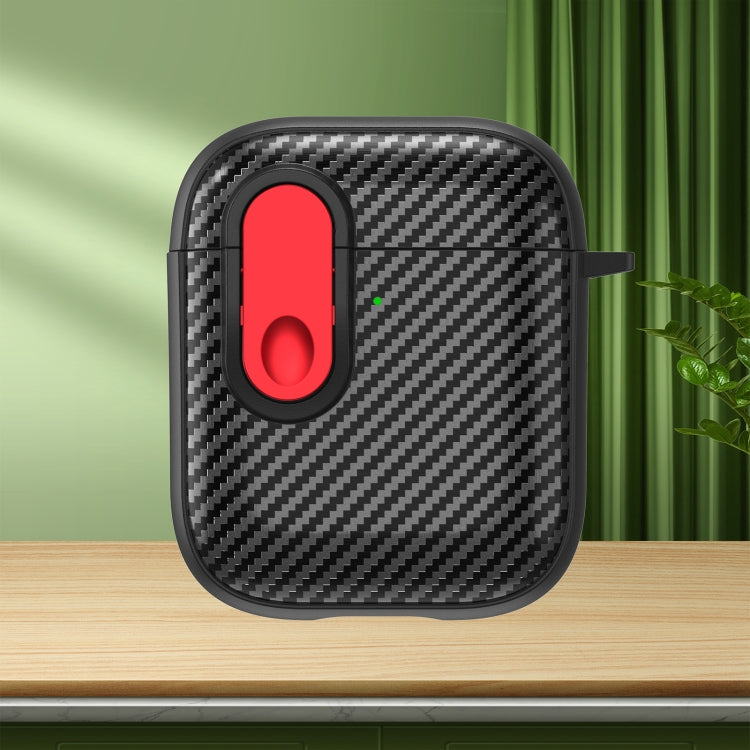 Carbon Fiber Texture Wireless Earphones Case with Security Lock, For AirPods 2 / 1