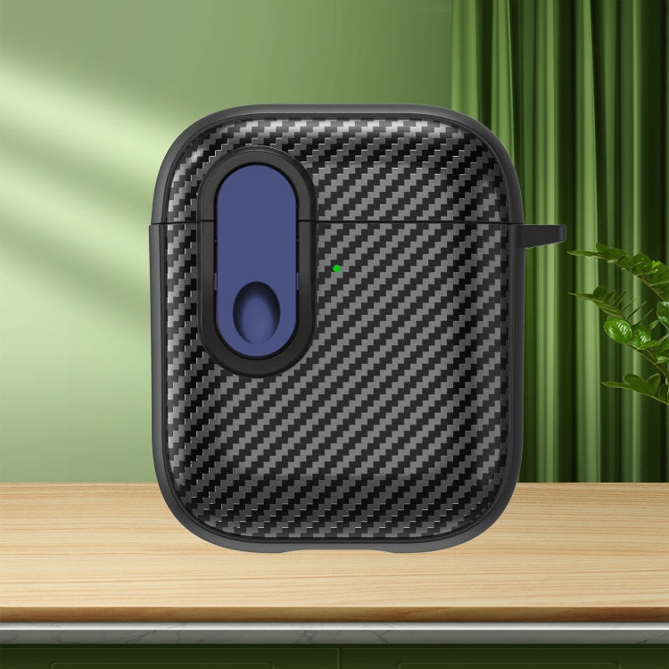 Carbon Fiber Texture Wireless Earphones Case with Security Lock, For AirPods 2 / 1