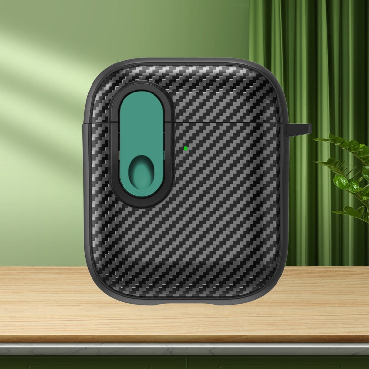 Carbon Fiber Texture Wireless Earphones Case with Security Lock, For AirPods 2 / 1
