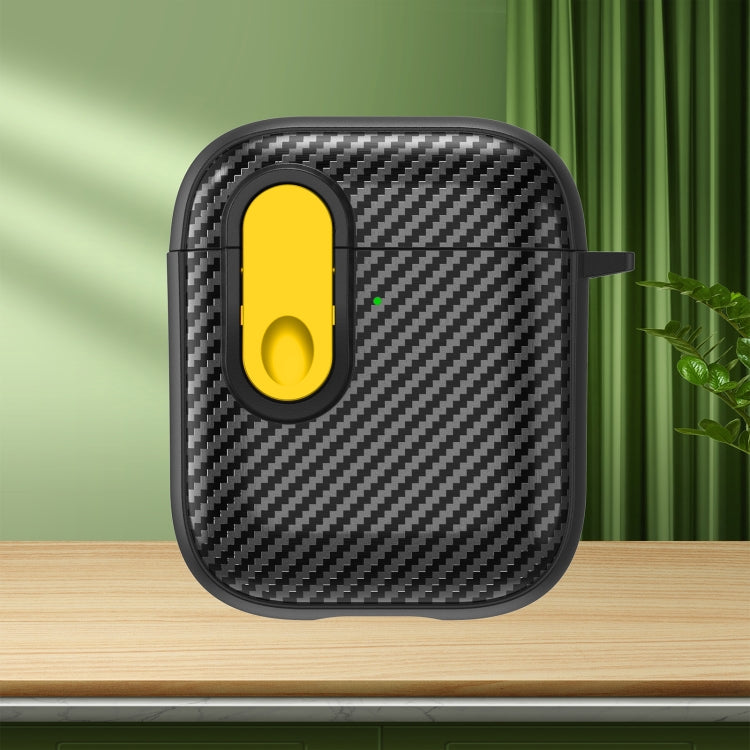 Carbon Fiber Texture Wireless Earphones Case with Security Lock, For AirPods 2 / 1