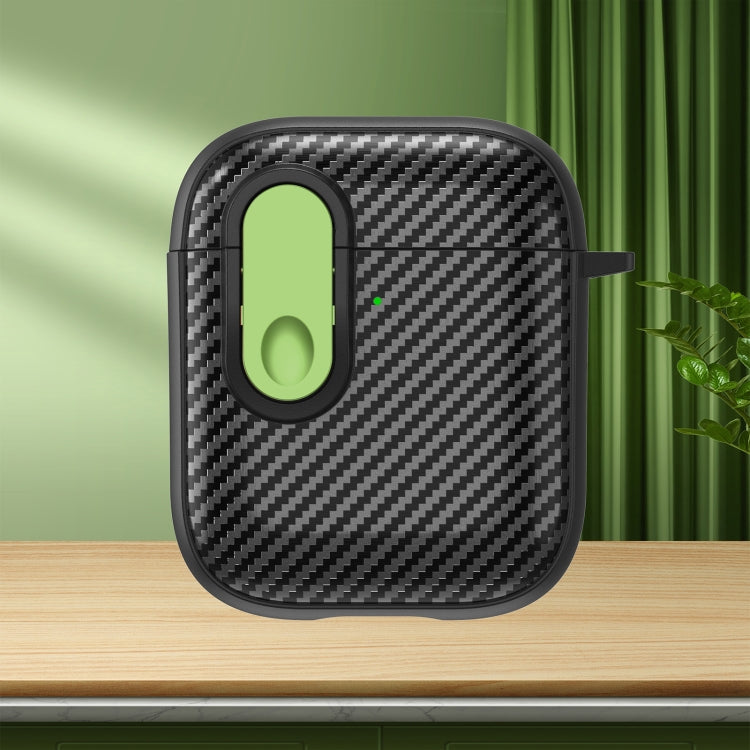 Carbon Fiber Texture Wireless Earphones Case with Security Lock, For AirPods 2 / 1