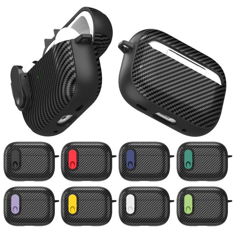 Carbon Fiber Texture Wireless Earphones Case with Security Lock, For AirPods 2 / 1