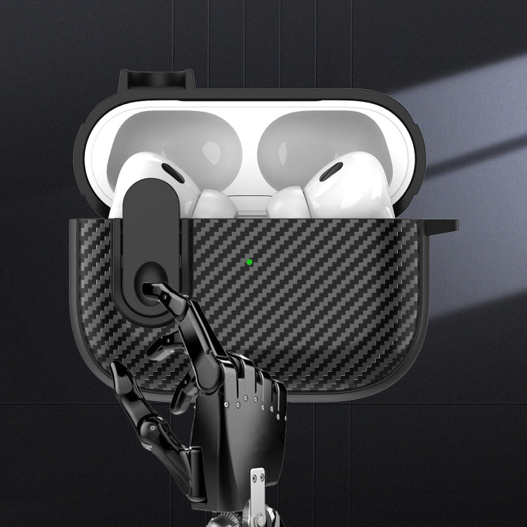 Carbon Fiber Texture Wireless Earphones Case with Security Lock, For AirPods 2 / 1