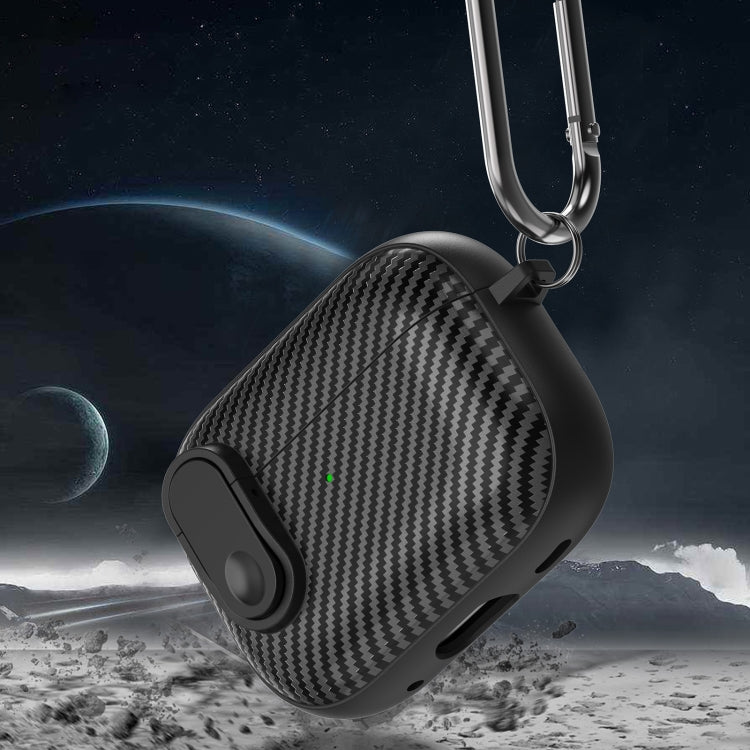 Carbon Fiber Texture Wireless Earphones Case with Security Lock, For AirPods 2 / 1