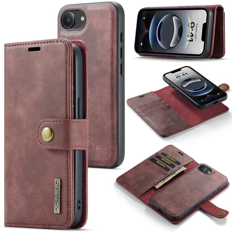 DG.MING Crazy Horse Texture Detachable Magnetic Leather Phone Case, For iPhone 16e, For iPhone 16 Pro Max, For iPhone 16 Pro, For iPhone 16 Plus