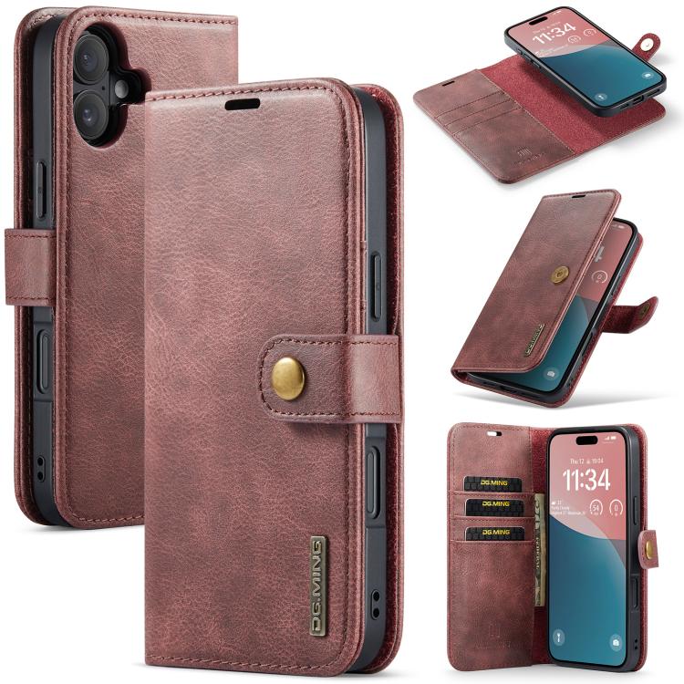 DG.MING Crazy Horse Texture Detachable Magnetic Leather Phone Case, For iPhone 16e, For iPhone 16 Pro Max, For iPhone 16 Pro, For iPhone 16 Plus