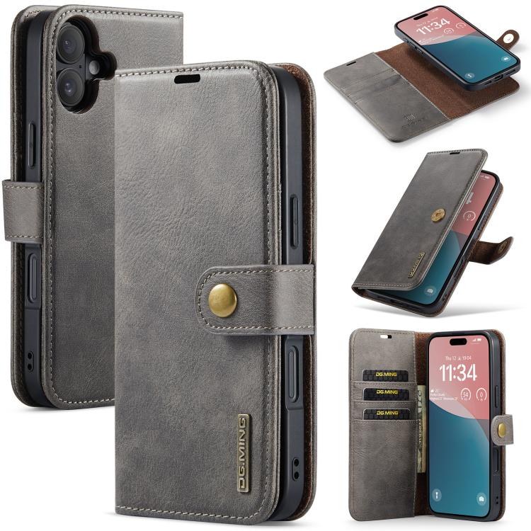 DG.MING Crazy Horse Texture Detachable Magnetic Leather Phone Case, For iPhone 16e, For iPhone 16 Pro Max, For iPhone 16 Pro, For iPhone 16 Plus