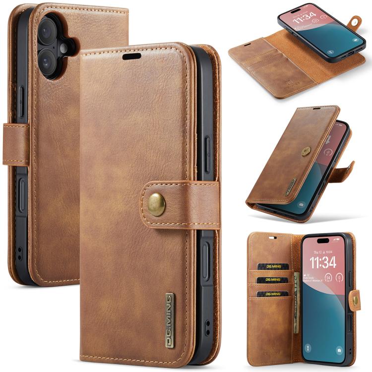 DG.MING Crazy Horse Texture Detachable Magnetic Leather Phone Case, For iPhone 16e, For iPhone 16 Pro Max, For iPhone 16 Pro, For iPhone 16 Plus