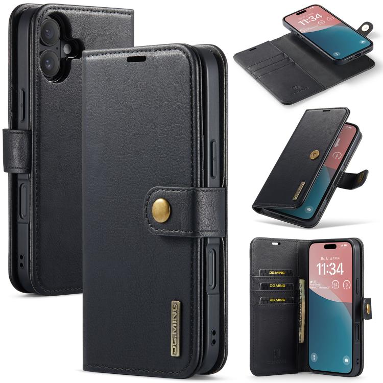 DG.MING Crazy Horse Texture Detachable Magnetic Leather Phone Case, For iPhone 16e, For iPhone 16 Pro Max, For iPhone 16 Pro, For iPhone 16 Plus