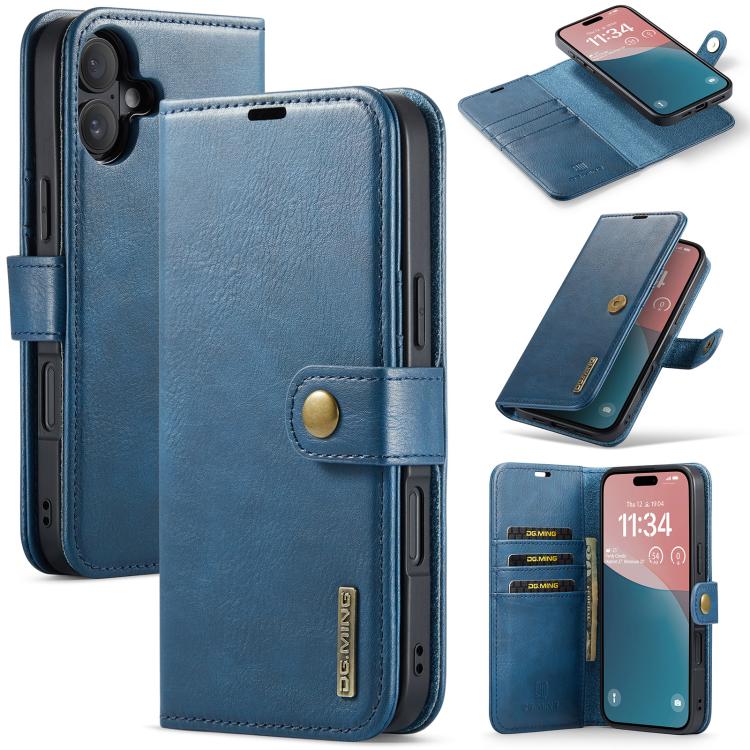 DG.MING Crazy Horse Texture Detachable Magnetic Leather Phone Case, For iPhone 16e, For iPhone 16 Pro Max, For iPhone 16 Pro, For iPhone 16 Plus