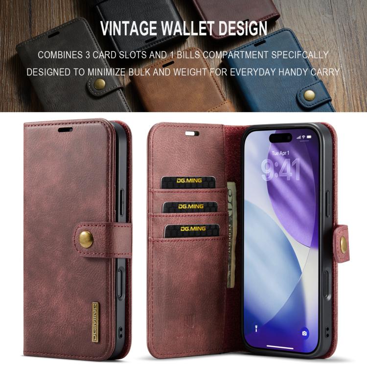 DG.MING Crazy Horse Texture Detachable Magnetic Leather Phone Case, For iPhone 16e, For iPhone 16 Pro Max, For iPhone 16 Pro, For iPhone 16 Plus
