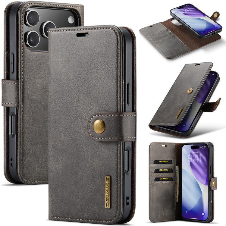 DG.MING Crazy Horse Texture Detachable Magnetic Leather Phone Case, For iPhone 16e, For iPhone 16 Pro Max, For iPhone 16 Pro, For iPhone 16 Plus