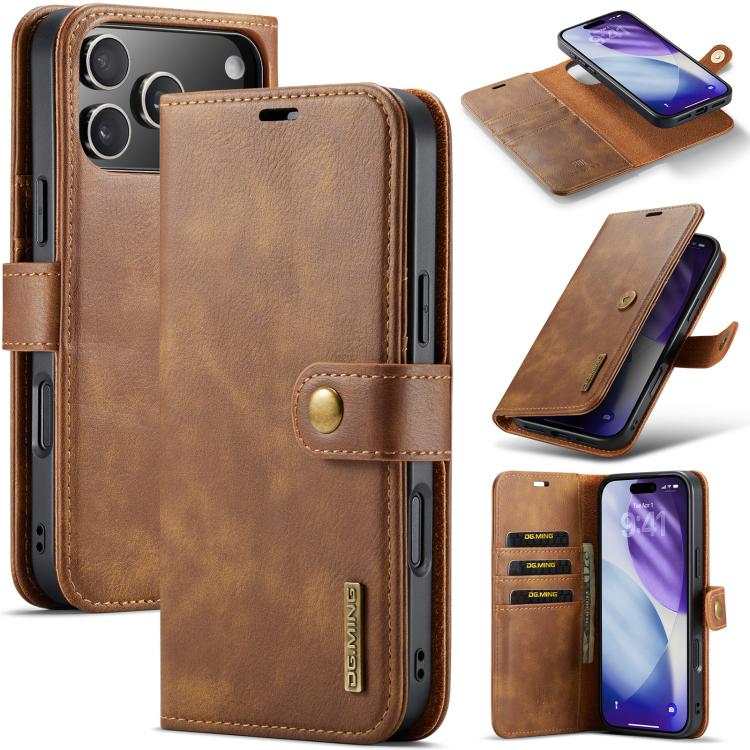 DG.MING Crazy Horse Texture Detachable Magnetic Leather Phone Case, For iPhone 16e, For iPhone 16 Pro Max, For iPhone 16 Pro, For iPhone 16 Plus