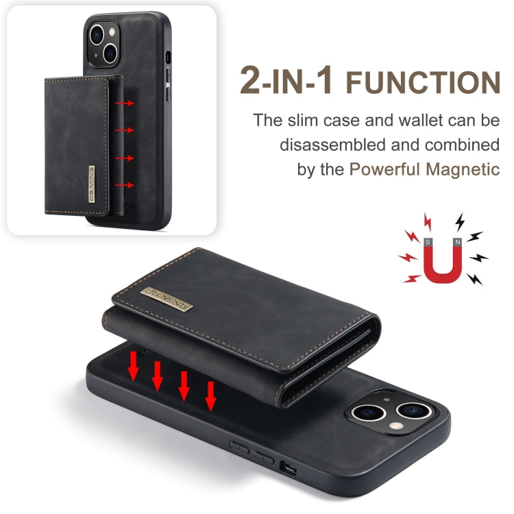 DG.MING M1 Series 3-Fold Multi Card Wallet Leather Phone Case, For iPhone 15