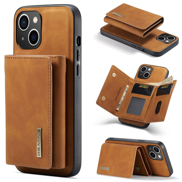 DG.MING M1 Series 3-Fold Multi Card Wallet Leather Phone Case, For iPhone 15