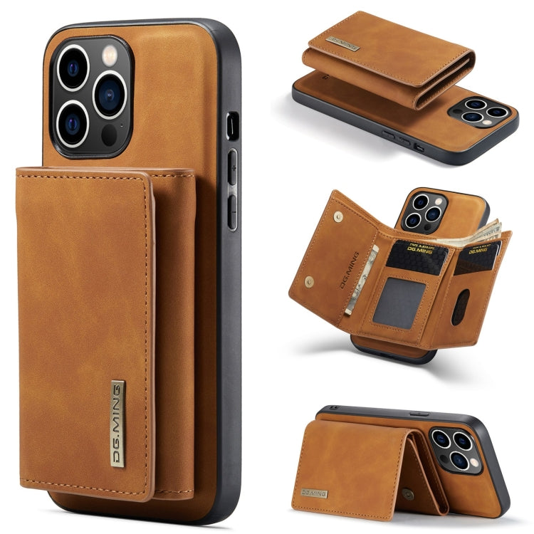 DG.MING M1 Series 3-Fold Multi Card Wallet Leather Phone Case, For iPhone 16, For iPhone 15 Pro Max, For iPhone 15 Pro, For iPhone 15 Plus