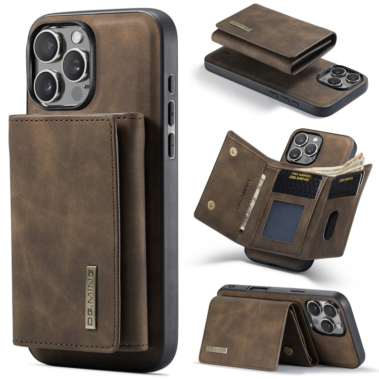 DG.MING M1 Series 3-Fold Multi Card Wallet Leather Phone Case, For iPhone 16e, For iPhone 16 Pro Max, For iPhone 16 Pro, For iPhone 16 Plus