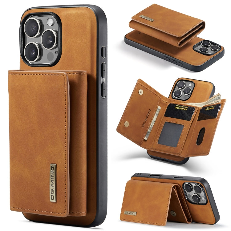 DG.MING M1 Series 3-Fold Multi Card Wallet Leather Phone Case, For iPhone 16e, For iPhone 16 Pro Max, For iPhone 16 Pro, For iPhone 16 Plus