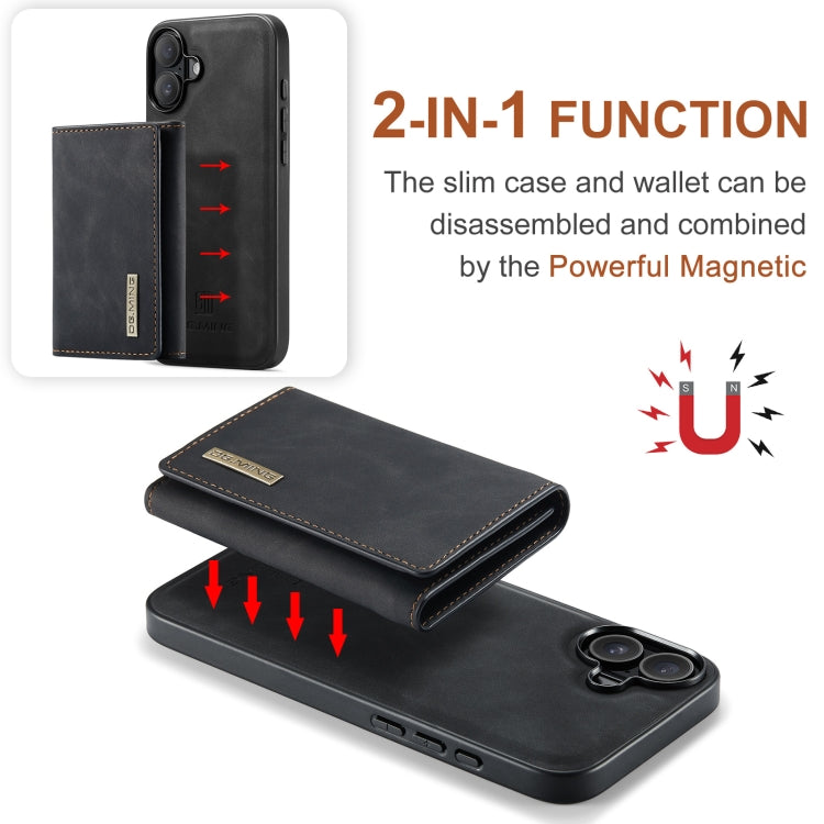 DG.MING M1 Series 3-Fold Multi Card Wallet Leather Phone Case, For iPhone 16, For iPhone 15 Pro Max, For iPhone 15 Pro, For iPhone 15 Plus