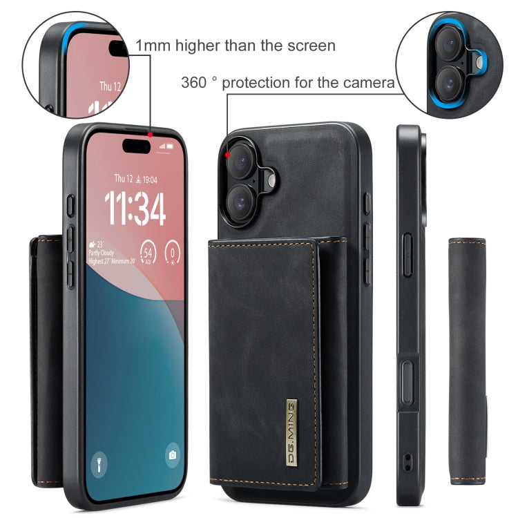 DG.MING M1 Series 3-Fold Multi Card Wallet Leather Phone Case, For iPhone 16, For iPhone 15 Pro Max, For iPhone 15 Pro, For iPhone 15 Plus