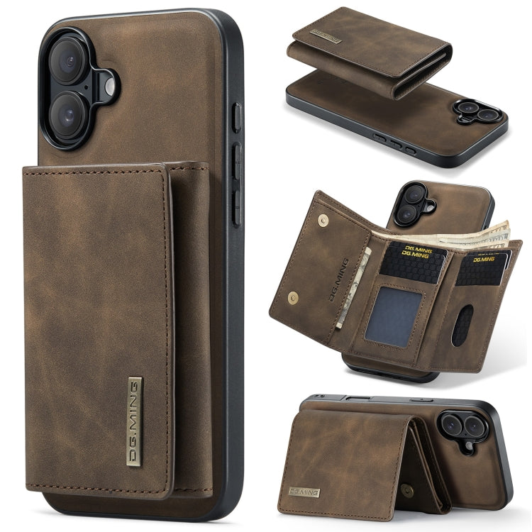 DG.MING M1 Series 3-Fold Multi Card Wallet Leather Phone Case, For iPhone 16, For iPhone 15 Pro Max, For iPhone 15 Pro, For iPhone 15 Plus