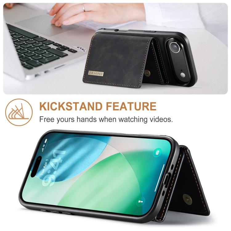 DG.MING M1 Series 3-Fold Multi Card Wallet Leather Phone Case, For iPhone 16e, For iPhone 16 Pro Max, For iPhone 16 Pro, For iPhone 16 Plus