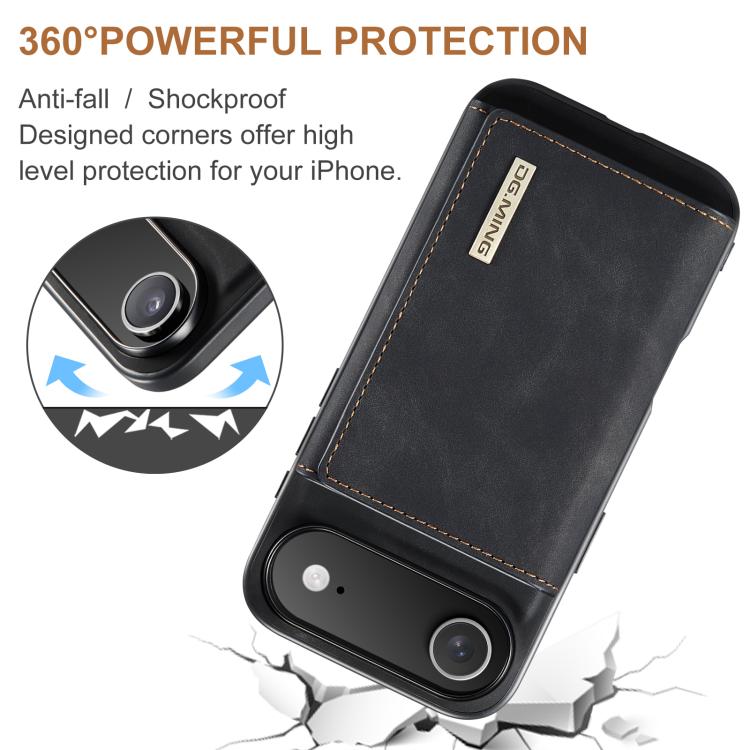 DG.MING M1 Series 3-Fold Multi Card Wallet Leather Phone Case, For iPhone 16e, For iPhone 16 Pro Max, For iPhone 16 Pro, For iPhone 16 Plus